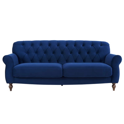 Royal Blue 3 Seater Sofa with Tufted Back & Rolled Arms furnitell