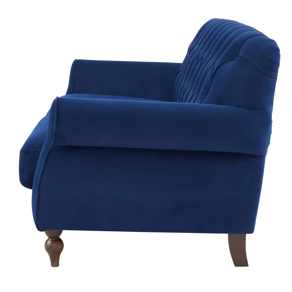 Royal Blue 3 Seater Sofa with Tufted Back & Rolled Arms furnitell