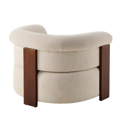 Sand Beige Accent Chair with Bouclé Upholstery & Curved Arms furnitell