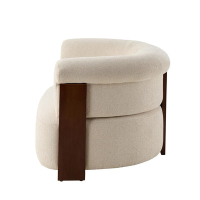 Sand Beige Accent Chair with Bouclé Upholstery & Curved Arms furnitell