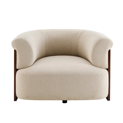 Sand Beige Accent Chair with Bouclé Upholstery & Curved Arms furnitell