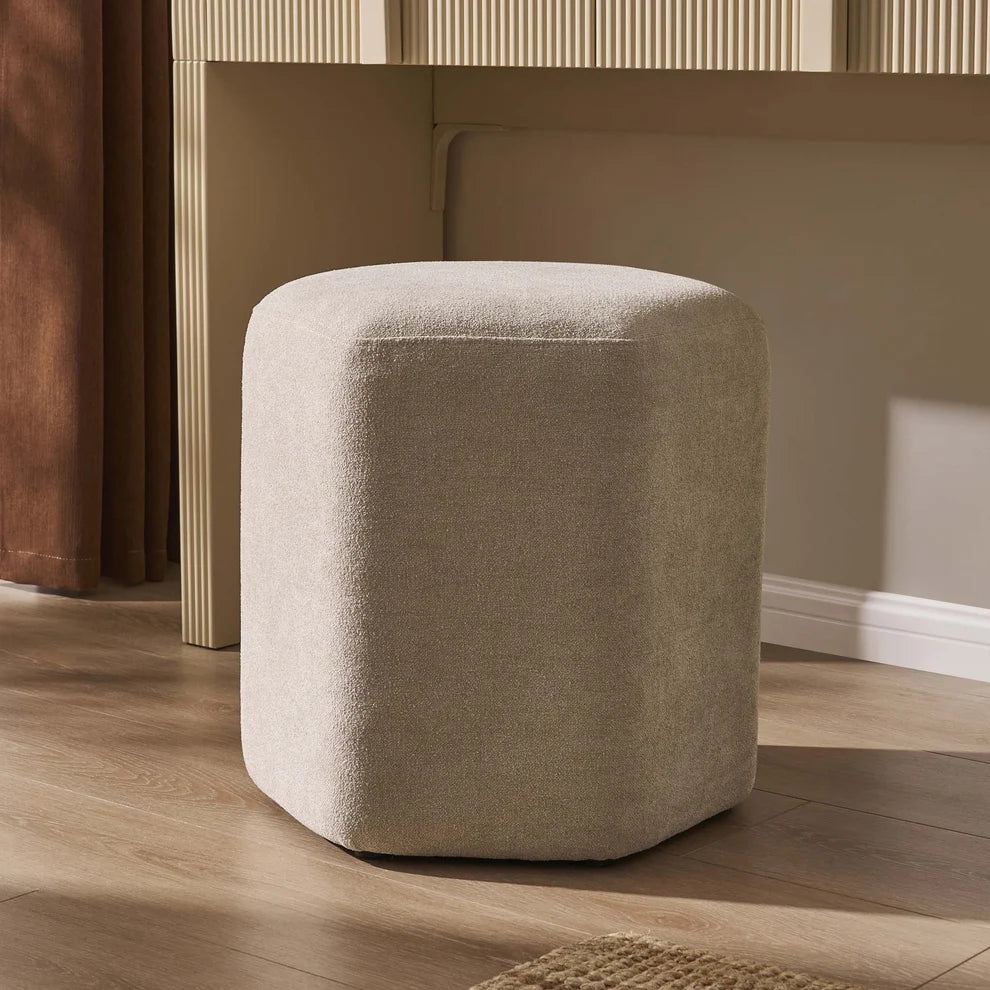 Oatmeal Chenille Upholstered Stool Furnitell