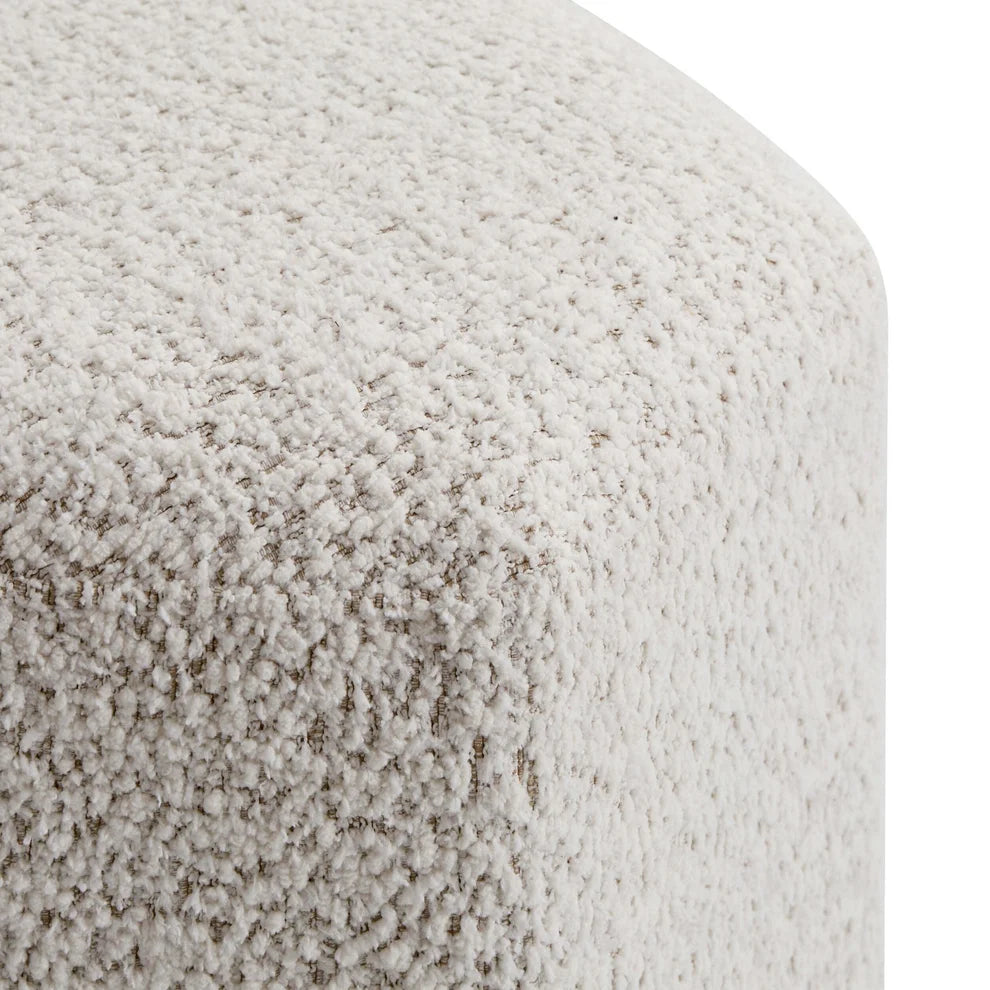 Cream Teddy Upholstered Ottoman Stool Furnitell