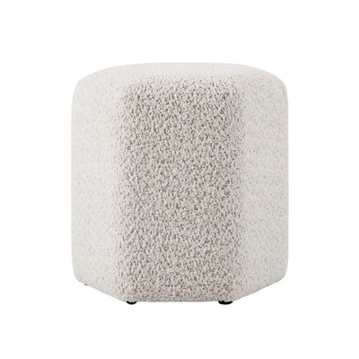 Cream Teddy Upholstered Ottoman Stool Furnitell