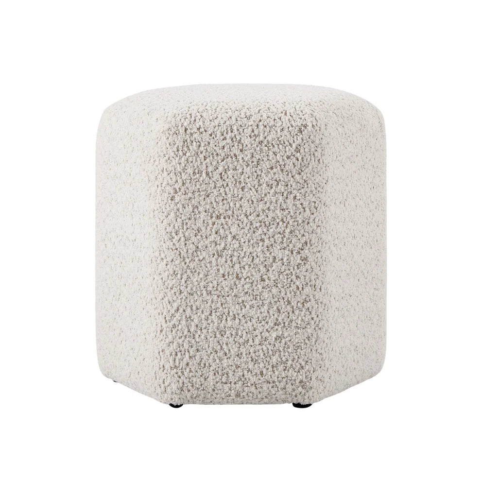 Cream Teddy Upholstered Ottoman Stool Furnitell