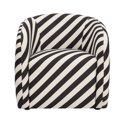 Black & White Striped Accent Chair with Curved Back & Padded Seat furnitell