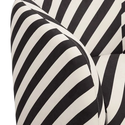 Black & White Striped Accent Chair with Curved Back & Padded Seat furnitell