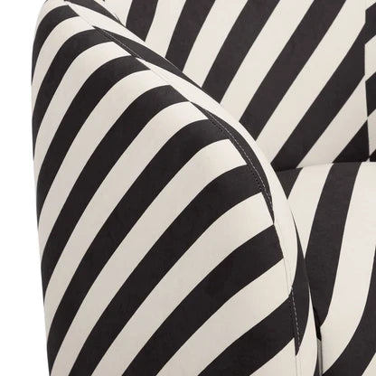 Black & White Striped Accent Chair with Curved Back & Padded Seat furnitell