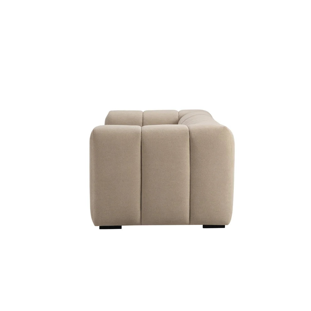 Oatmeal 2 Seater Sofa with Plush Cushions & Rounded Arms Furnitell