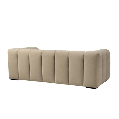 Oatmeal 3 Seater Sofa with Plush Chenille Upholstery & Rounded Arms Furnitell