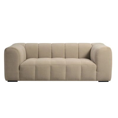 Oatmeal 3 Seater Sofa with Plush Chenille Upholstery & Rounded Arms Furnitell