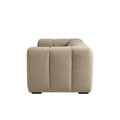 Oatmeal 3 Seater Sofa with Plush Chenille Upholstery & Rounded Arms Furnitell