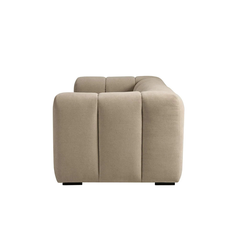 Oatmeal 3 Seater Sofa with Plush Chenille Upholstery & Rounded Arms Furnitell