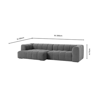 Mushroom Brown L Shaped Sofa with Left Chaise & Ottoman Furnitell