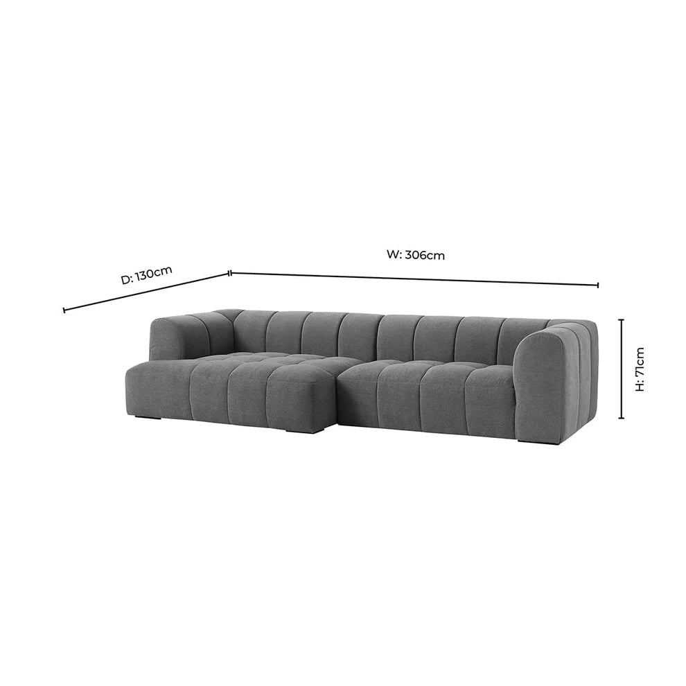 Mushroom Brown L Shaped Sofa with Left Chaise & Ottoman Furnitell