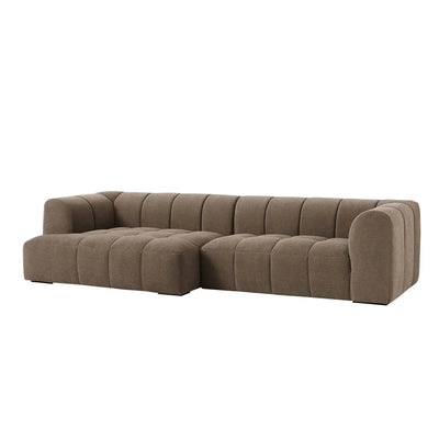 Mushroom Brown L Shaped Sofa with Left Chaise & Ottoman Furnitell