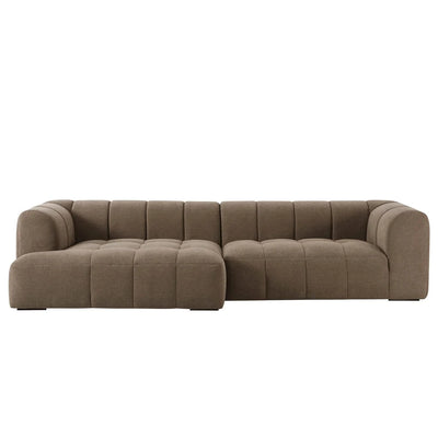Mushroom Brown L Shaped Sofa with Left Chaise & Ottoman Furnitell