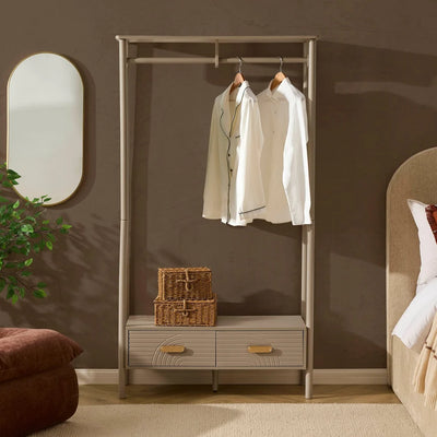Taupe Clothes Rail with Drawers | Furnitell furnitell