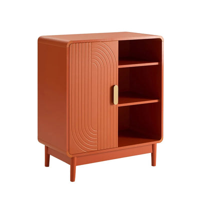 Burnt Orange Wooden Bookcase with 1 Door & Open Shelves furnitell