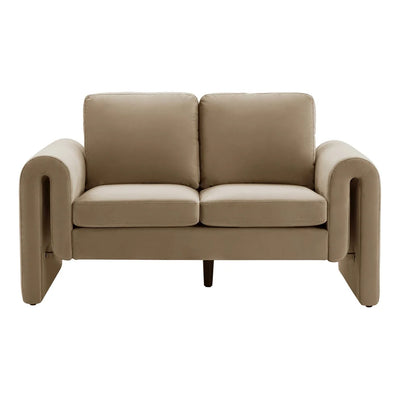Latte 2 Seater Sofa with Plush Cushions & Rounded Arms Furnitell
