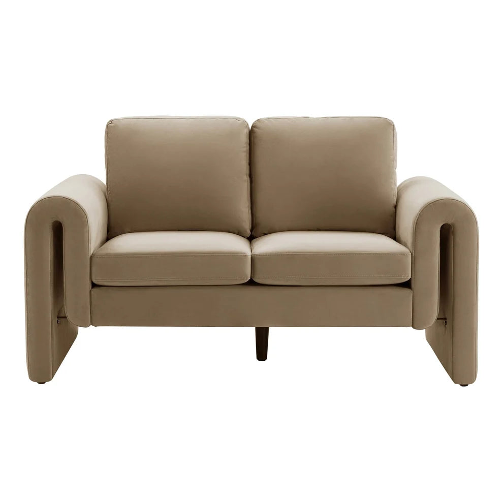 Latte 2 Seater Sofa with Plush Cushions & Rounded Arms Furnitell