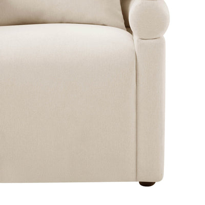 Cream Accent Chair with Rounded Arms, Cushioned Seat & Pillow Furnitell