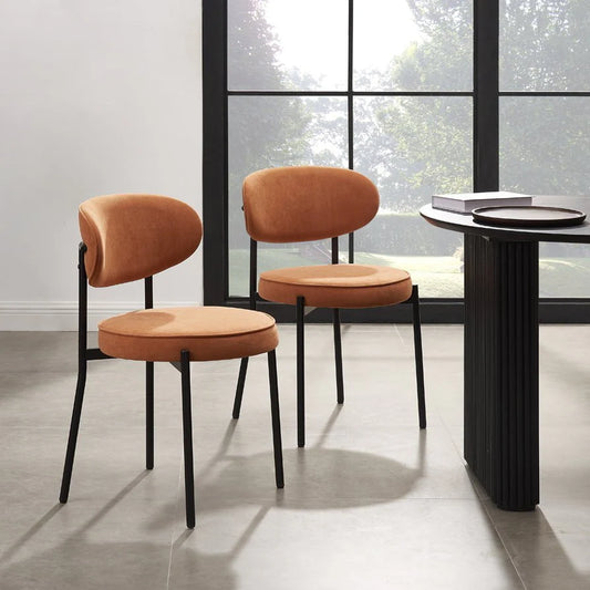FURNITELL SET of 2 Dining Chairs - Matte Velvet - Burnt Orange  4.87 (236)