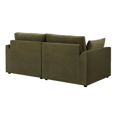 Olive Green 2 Seater Sofa with Chenille Upholstery & Deep Cushions Furnitell