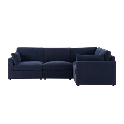 Navy Blue L Shaped Sofa with Right Hand Chaise & Plush Cushions furnitell