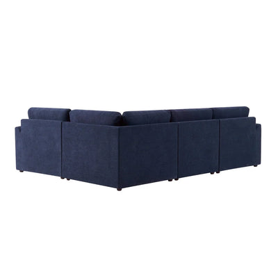 Navy Blue L Shaped Sofa with Right Hand Chaise & Plush Cushions furnitell