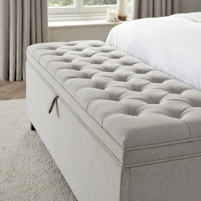 Light Grey Upholstered Storage Ottoman Bench Furnitell