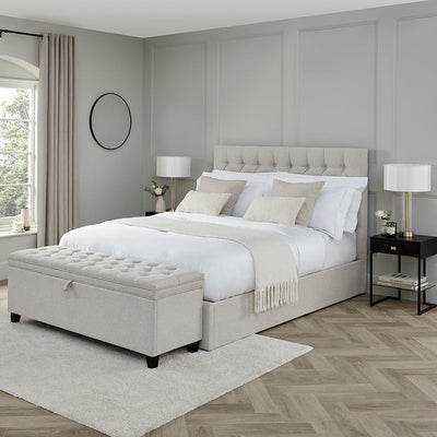 Light Grey Upholstered Storage Ottoman Bench Furnitell