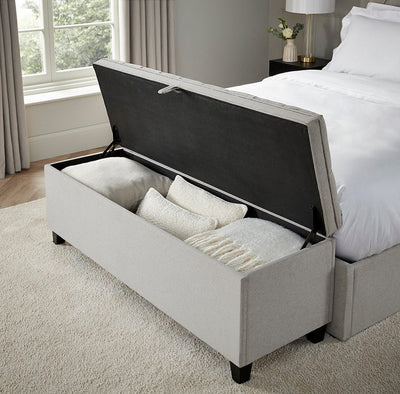 Light Grey Upholstered Storage Ottoman Bench Furnitell