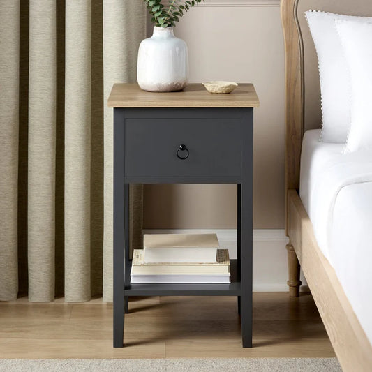 FURNITELL 1 Drawer Nightstand - Charcoal