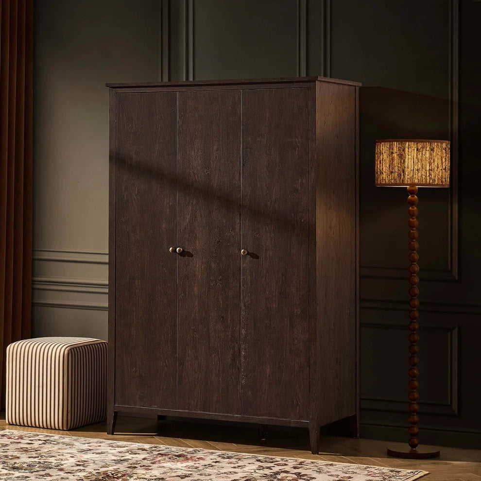 Dark Walnut 3 Door Wardrobe | Furnitell furnitell