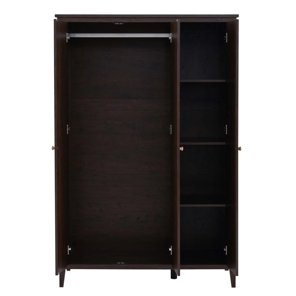 Dark Walnut 3 Door Wardrobe | Furnitell furnitell