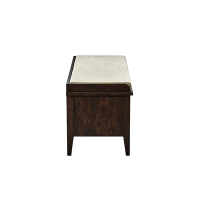 Walnut Storage Bench with Cushioned Seat & Front Drawer Furnitell