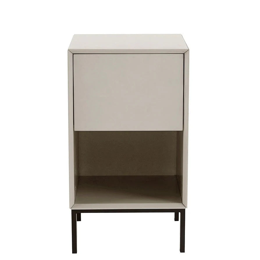 FURNITELL 1 Drawer Bedside Table - Taupe Furnitell