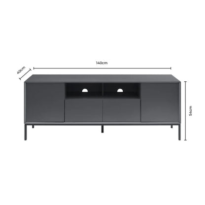 FURNITELL 140cm TV Unit - Charcoal Furnitell