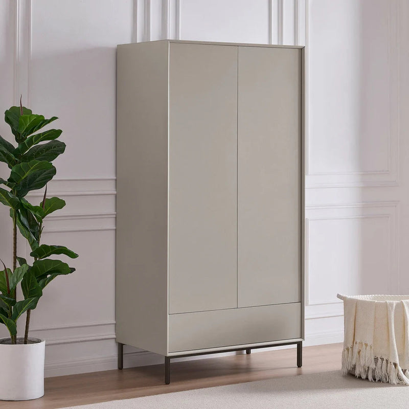Furnitell 2 Door Wardrobe – Taupe Solid Wood Finish | 5 Years Warranty