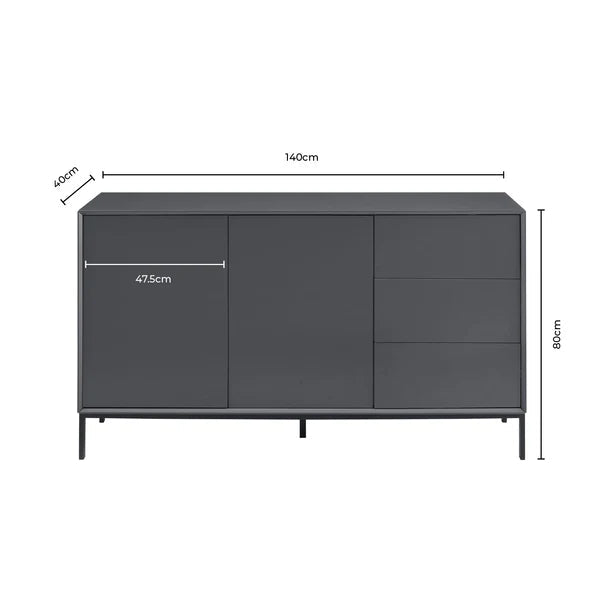 Furnitell Large Sideboard with Drawers - Charcoal Furnitell