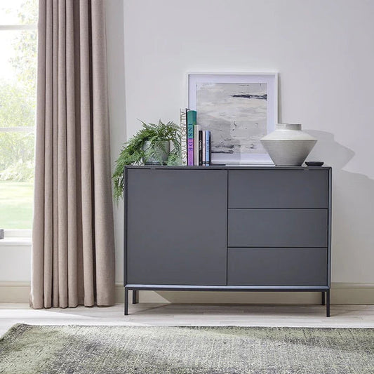 Furnitell Small Sideboard with Drawers - Charcoal Furnitell