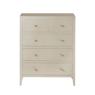 Cream 5 Drawer Chest with Gold Knobs Furnitell