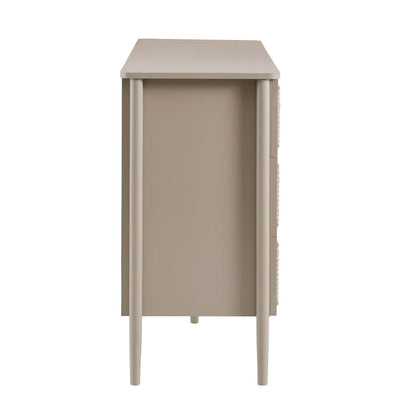 Taupe 6 Drawer Chest with Beaded Detail & Gold Knobs Furnitell