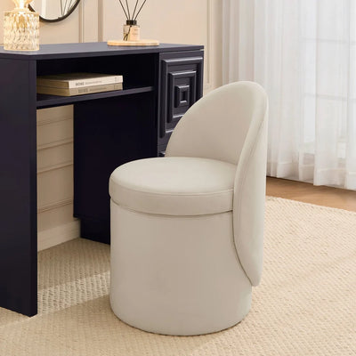 Cream Upholstered Round Back Accent Chair furnitell