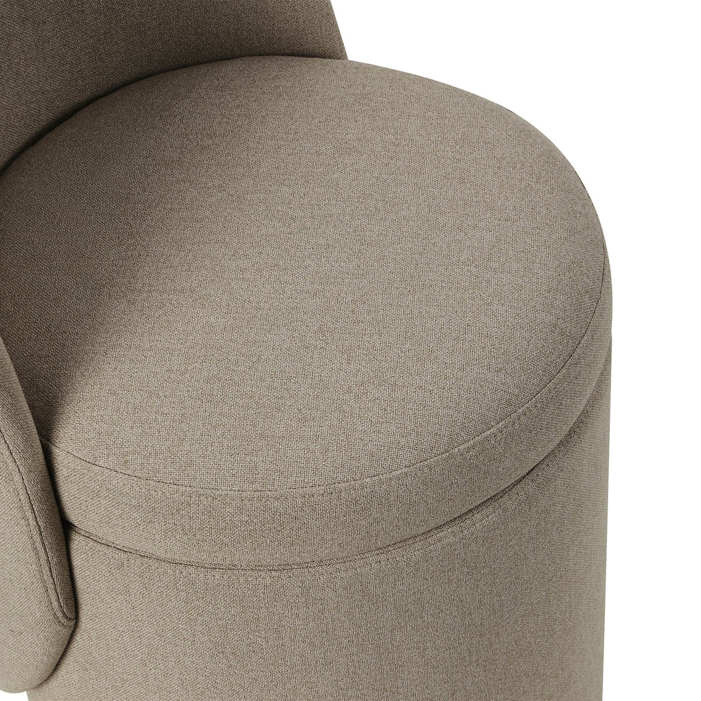 Oatmeal Upholstered Round Dressing Stool with Backrest furnitell