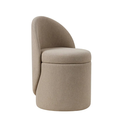 Oatmeal Upholstered Round Dressing Stool with Backrest furnitell