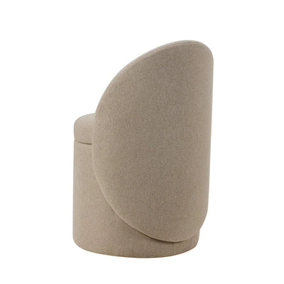 Oatmeal Upholstered Round Dressing Stool with Backrest furnitell