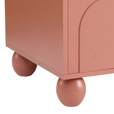 Terracotta Wooden TV Unit with Arch Front Doors & Open Shelf furnitell