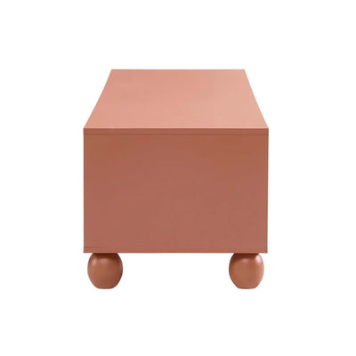 Terracotta Wooden TV Unit with Arch Front Doors & Open Shelf furnitell